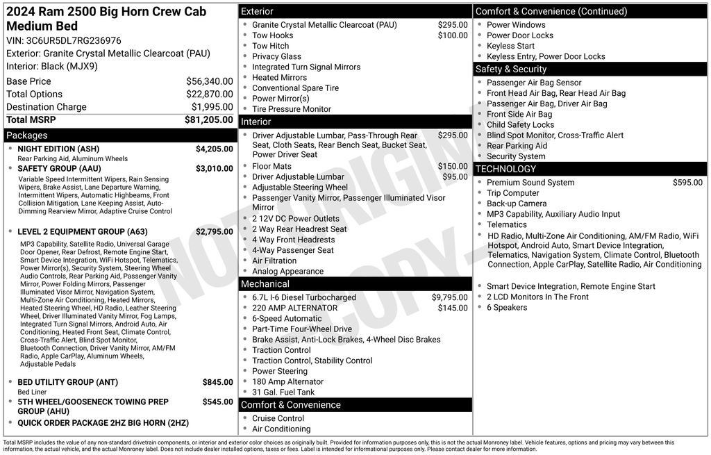 Used 2024 RAM 2500 Big Horn w/ Night Edition AWD/4WD image 6