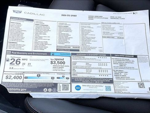 New 2026 Cadillac CT5 Sport w/ Technology Package RWD image 15