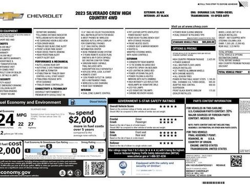 Used 2023 Chevrolet Silverado 1500 High Country w/ High Country Premium Package AWD/4WD image 3