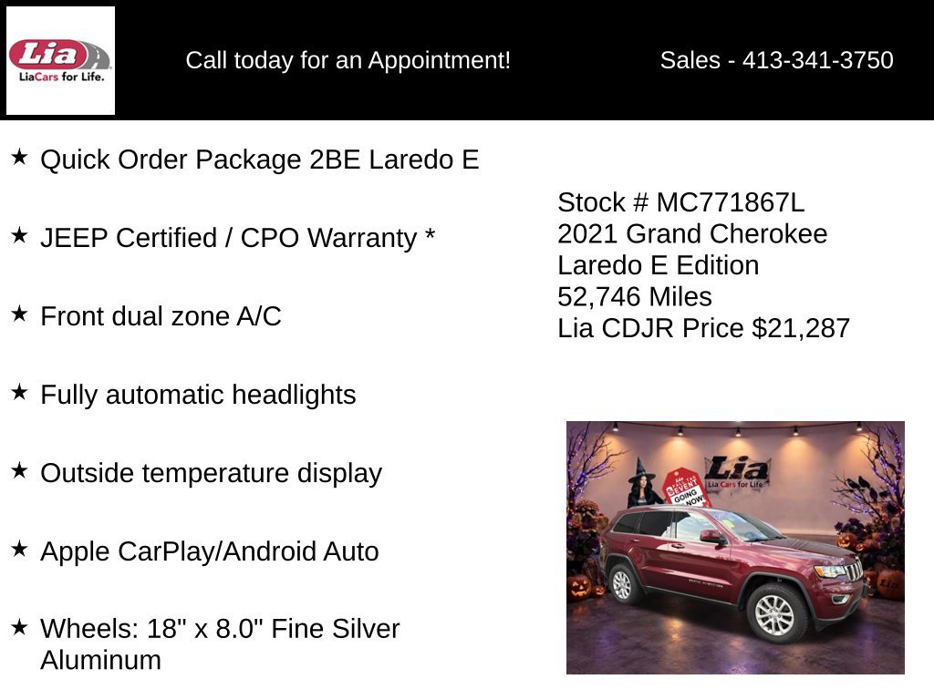 Certified 2021 Jeep Grand Cherokee Laredo AWD/4WD image 6