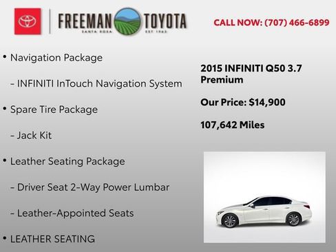 Used 2015 INFINITI Q50 Premium w/ Navigation Package RWD image 5