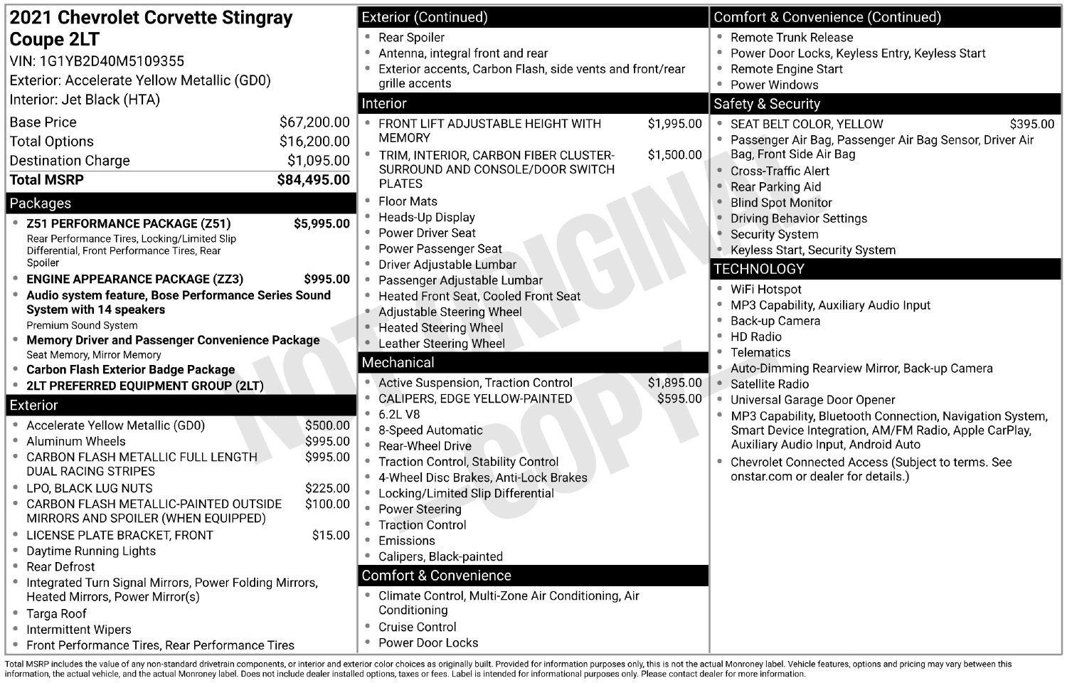 Used 2021 Chevrolet Corvette Stingray Preferred Cpe w/ Z51 Performance Package RWD image 15