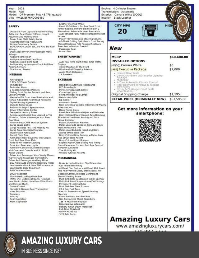 Used 2022 Audi Q7 2.0T Premium Plus w/ Premium Plus Package AWD/4WD image 1