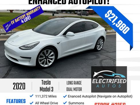 Used 2020 Tesla Model 3 Long Range AWD/4WD image 1