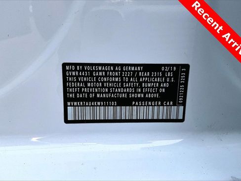 Used 2019 Volkswagen e-Golf SE w/ Driver Assistance Package image 9