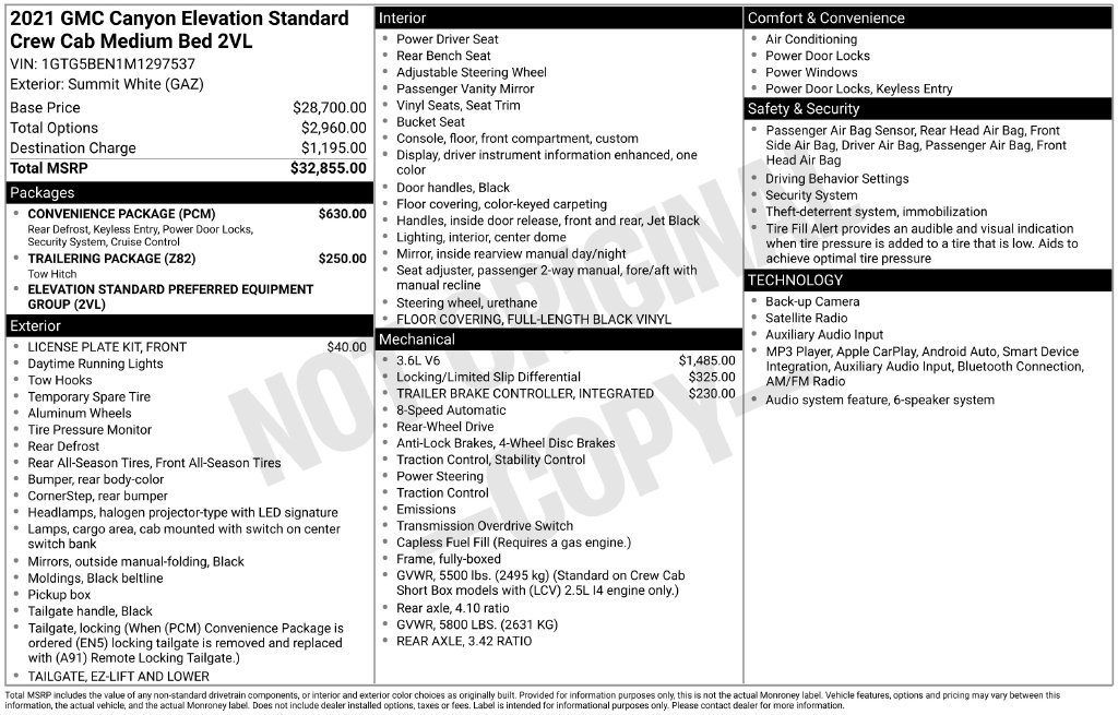 Used 2021 GMC Canyon Elevation Standard w/ Convenience Package RWD image 2