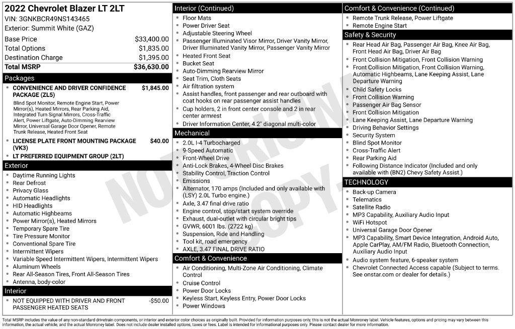 Used 2022 Chevrolet Blazer LT FWD image 2