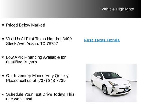 Used 2017 Toyota Prius Two w/ Prius Two Safety Plus Package FWD image 9