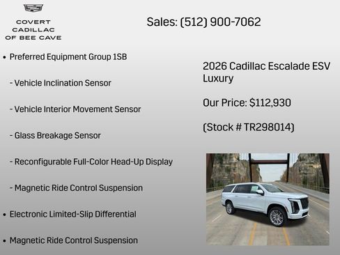 New 2026 Cadillac Escalade ESV Luxury w/ LPO, Floor Liner Package image 18