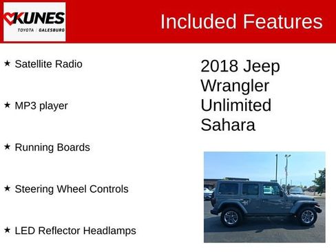 Used 2018 Jeep Wrangler Unlimited Sahara w/ Cold Weather Group AWD/4WD image 3
