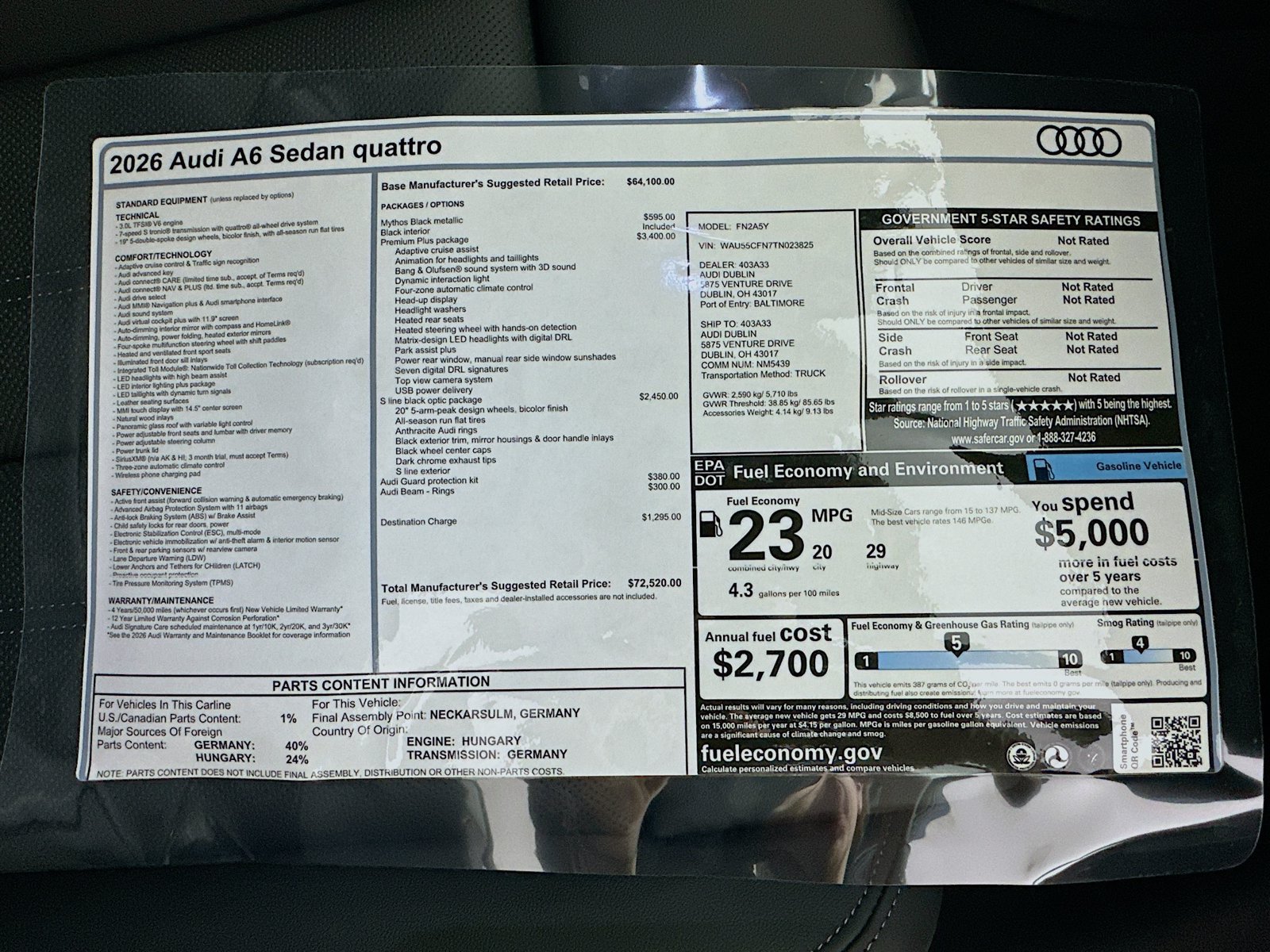 New 2026 Audi A6 Premium Plus w/ Premium Plus Package AWD/4WD image 9