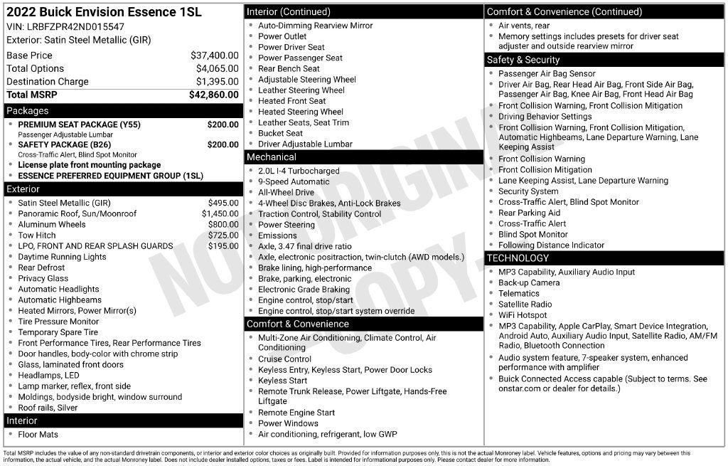 Certified 2022 Buick Envision Essence w/ Safety Package AWD/4WD image 28