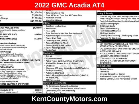 Used 2022 GMC Acadia AT4 w/ Technology Package AWD/4WD image 1