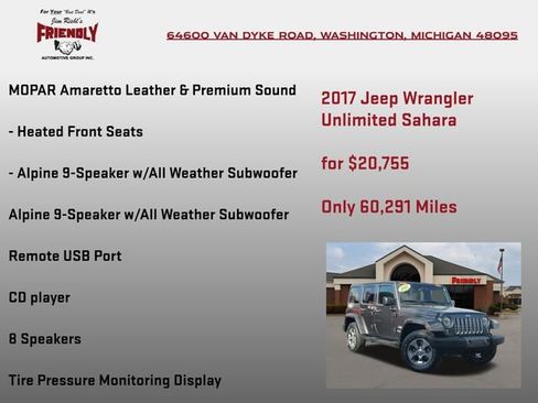 Used 2017 Jeep Wrangler Unlimited Sahara w/ Dual Top Group image 10