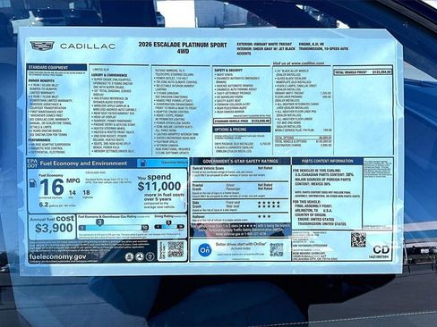 New 2026 Cadillac Escalade Platinum Sport w/ LPO, ONYX Package image 14