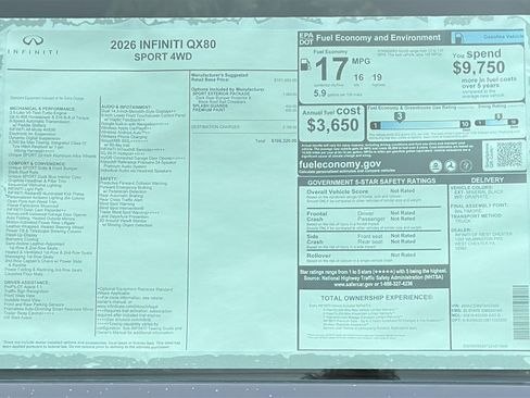 New 2026 INFINITI QX80 4WD w/ Sport Exterior Package image 13