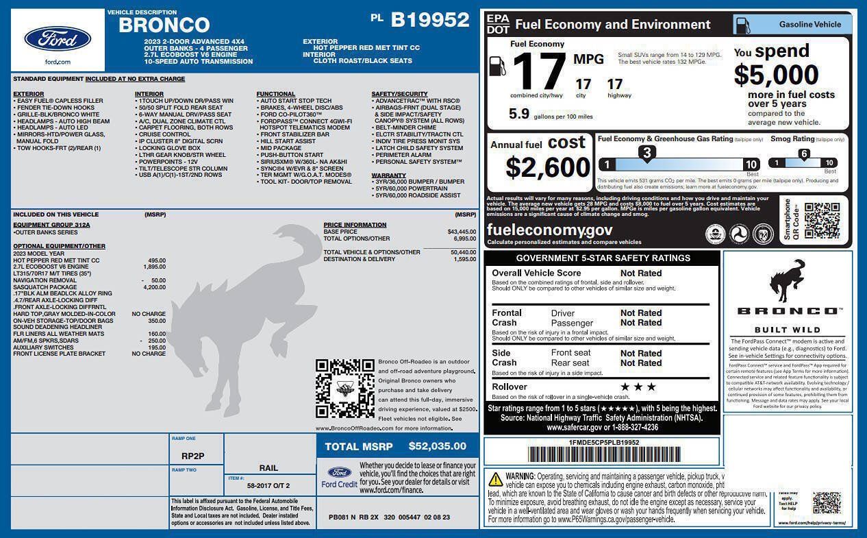 Used 2023 Ford Bronco Outer Banks w/ Sasquatch Package AWD/4WD image 5