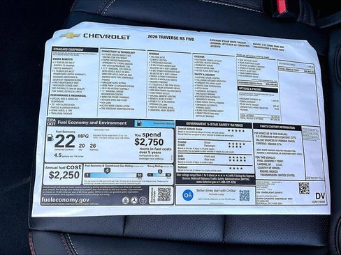 New 2026 Chevrolet Traverse RS image 14