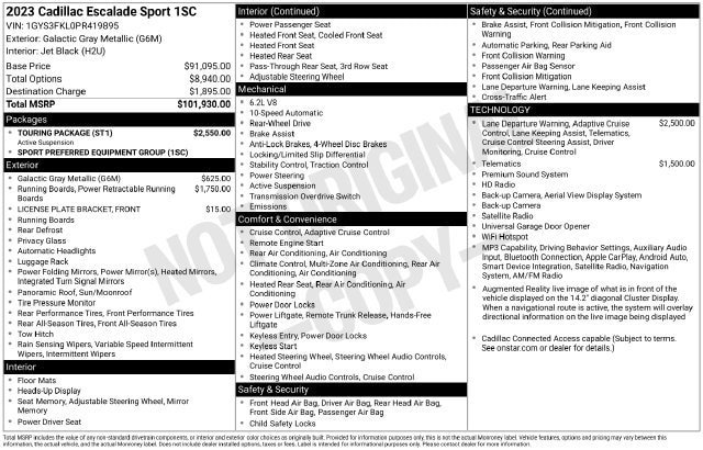 Certified 2023 Cadillac Escalade Sport w/ Touring Package RWD image 34