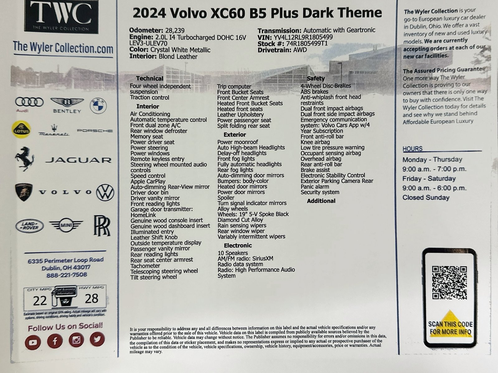 Certified 2024 Volvo XC60 B5 Plus w/ Climate Package AWD/4WD image 48