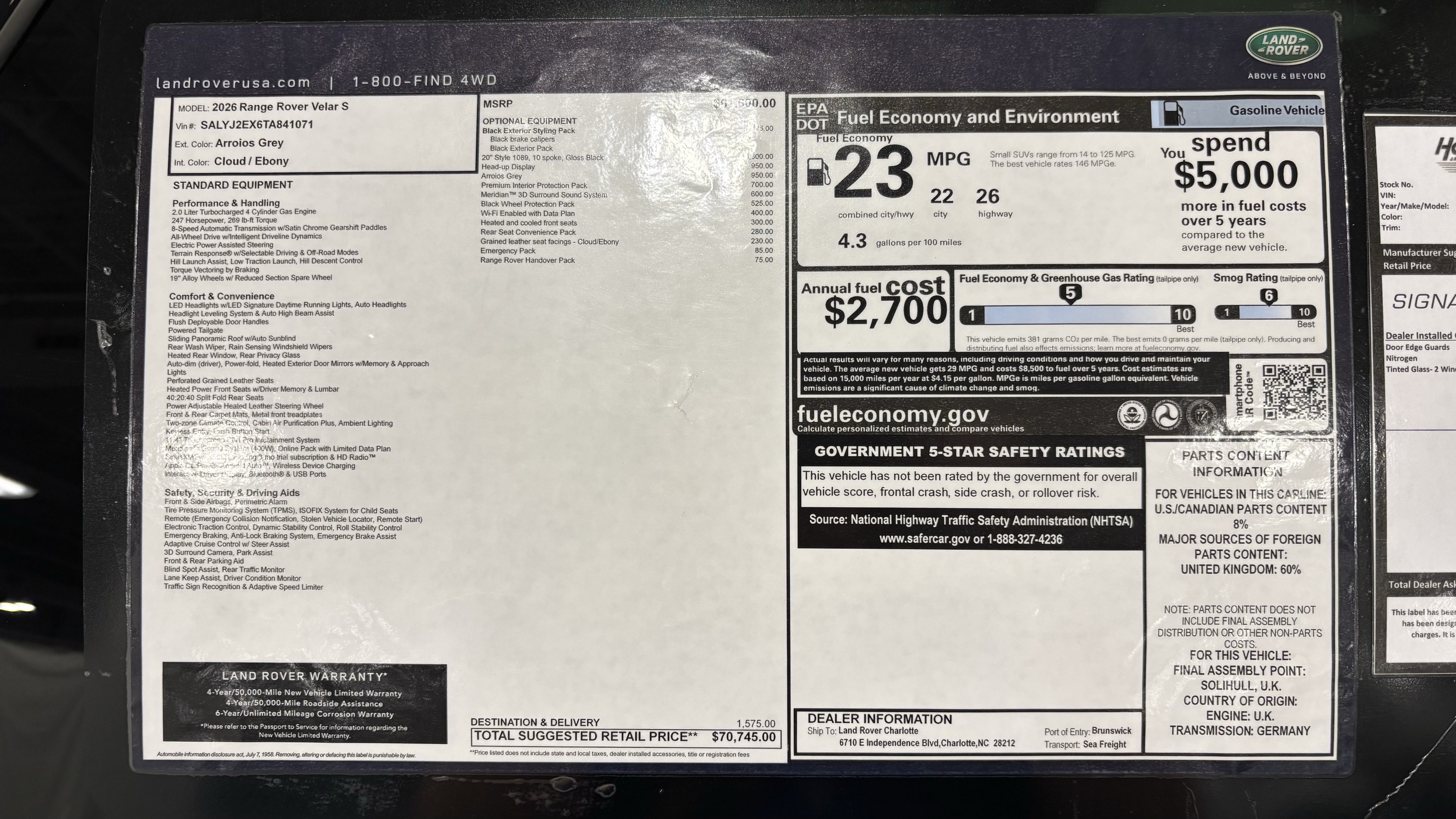 New 2026 Land Rover Range Rover Velar S AWD/4WD image 21