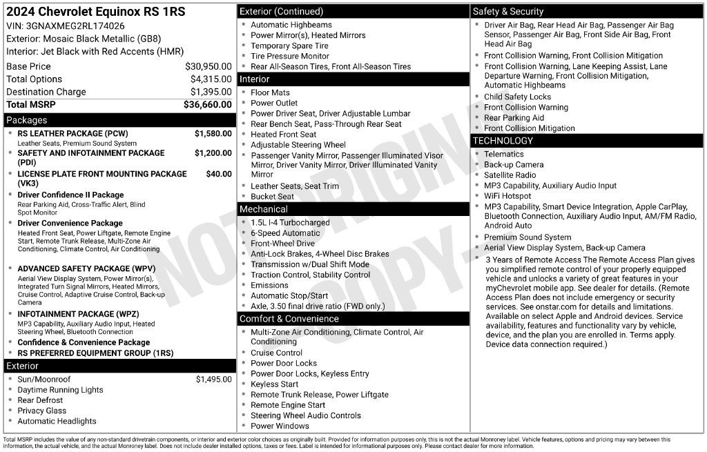 Used 2024 Chevrolet Equinox RS w/ RS Leather Package FWD image 2