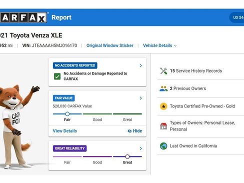 Used 2021 Toyota Venza XLE AWD/4WD image 3