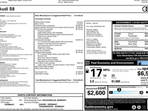 Used 2022 Audi S8 w/ S8 Comfort Plus Package image 92