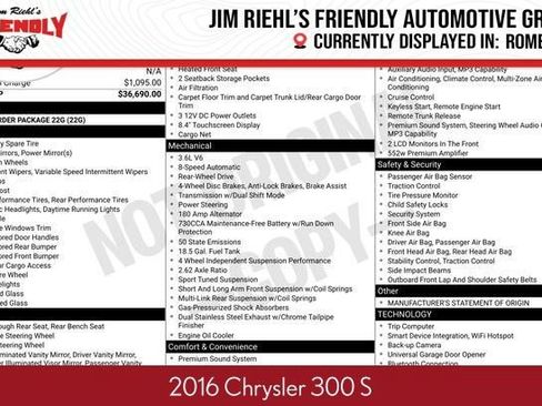 Used 2016 Chrysler 300 S RWD image 1