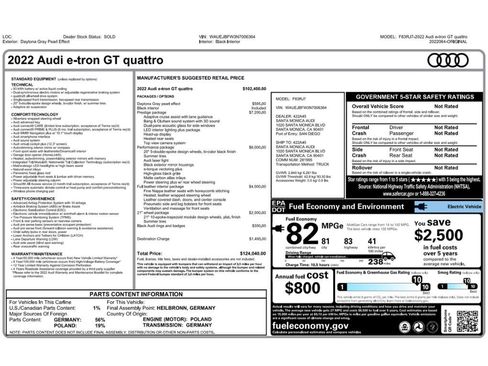 Used 2022 Audi e-tron GT Prestige w/ Prestige Package image 2