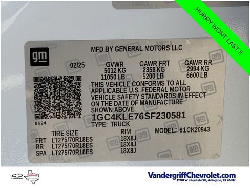 Used 2025 Chevrolet Silverado 2500 W/T w/ WT/CX Safety Package AWD/4WD image 26