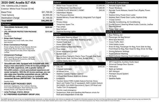 Used 2020 GMC Acadia SLT w/ Trailering Package AWD/4WD image 2