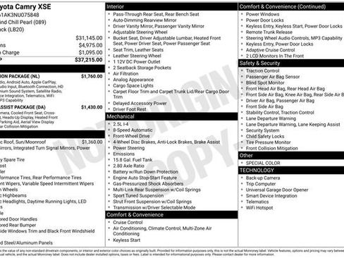 Used 2022 Toyota Camry XSE w/ Navigation Package FWD image 7