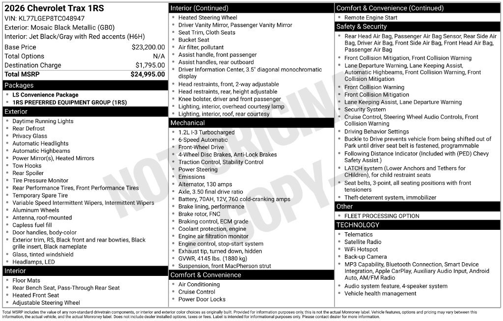 Used 2026 Chevrolet Trax RS FWD image 30
