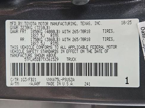 Used 2026 Toyota Tundra SR5 w/ TRD Off-Road Package AWD/4WD image 23