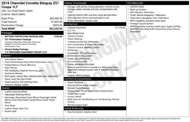 Used 2016 Chevrolet Corvette Stingray Coupe w/ Battery Protection Package RWD image 14