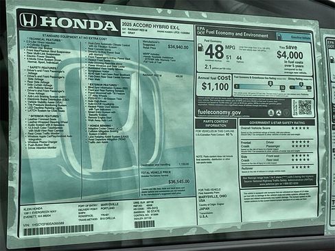 New 2025 Honda Accord EX-L image 33