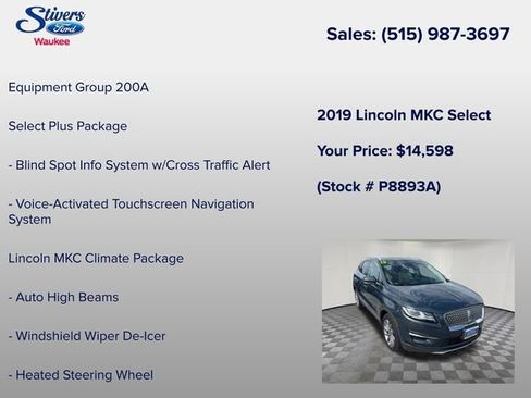 Used 2019 Lincoln MKC Select w/ Select Plus Package AWD/4WD image 8