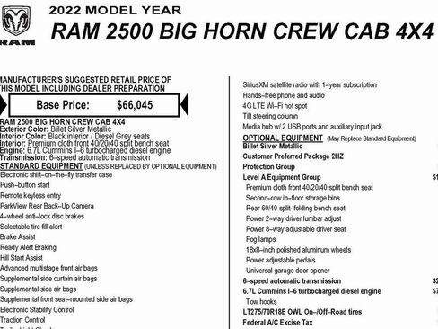 Used 2022 RAM 2500 Big Horn w/ Level A Equipment Group image 2