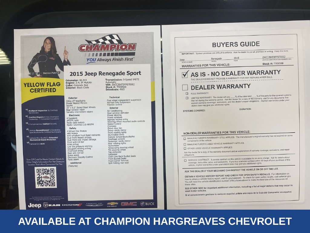 Used 2015 Jeep Renegade Sport w/ Power & Air Group AWD/4WD image 43