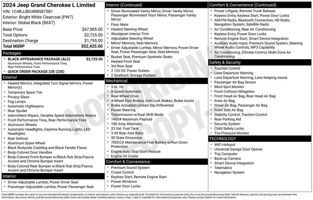 Used 2024 Jeep Grand Cherokee L Limited w/ Black Appearance Package RWD image 6