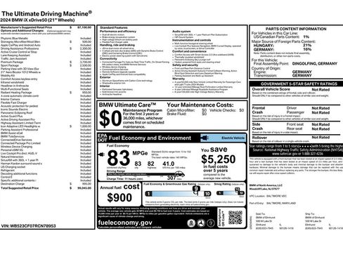 Used 2024 BMW iX xDrive50 w/ Premium Package image 42