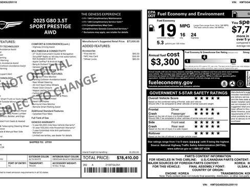 Used 2025 Genesis G80 3.5T Sport Prestige image 61