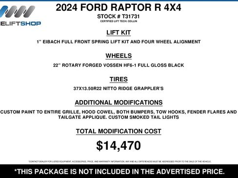 Used 2024 Ford F150 Raptor w/ Equipment Group 803A Raptor R image 2