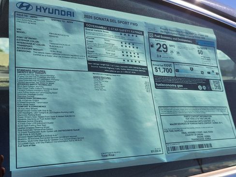 New 2026 Hyundai Sonata SEL image 32