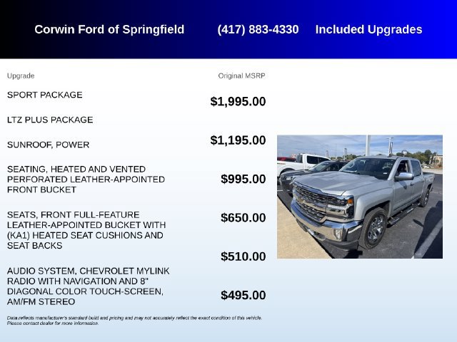 Used 2018 Chevrolet Silverado 1500 LTZ w/ Sport Package AWD/4WD image 5