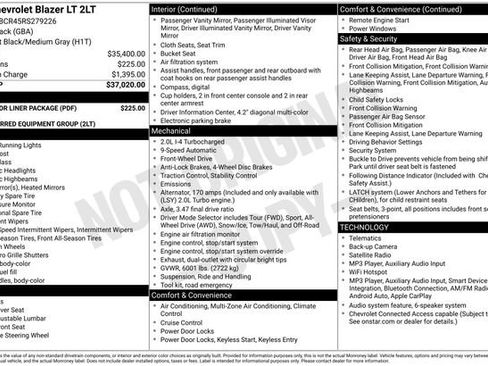 Used 2024 Chevrolet Blazer LT w/ LPO, Floor Liner Package FWD image 10
