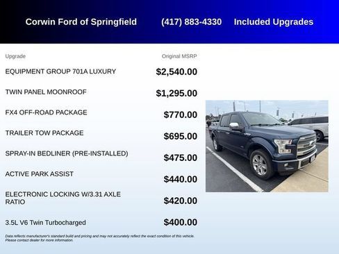 Used 2015 Ford F150 Platinum w/ Equipment Group 701A Luxury AWD/4WD image 5