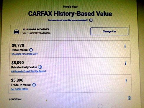 Used 2010 Honda Accord EX image 9