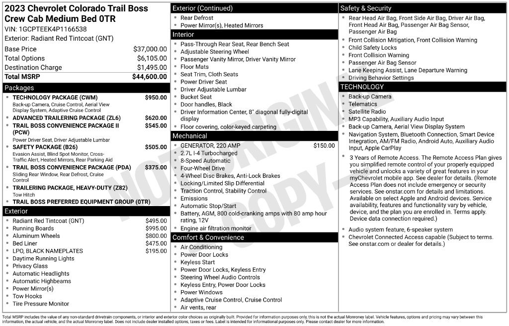 Used 2023 Chevrolet Colorado Trail Boss AWD/4WD image 3